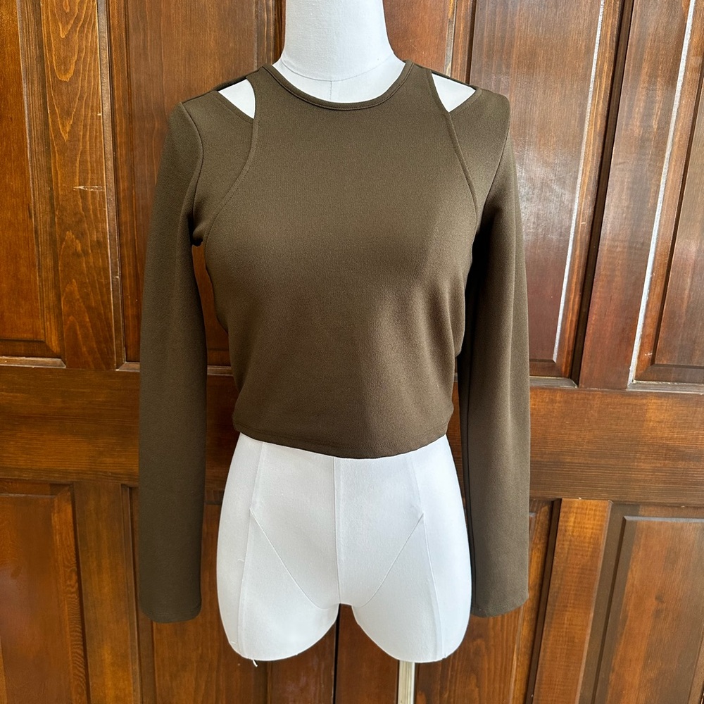 Zara Olive Green Crop with Cutouts